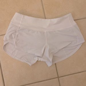 white speed up lululemon shorts